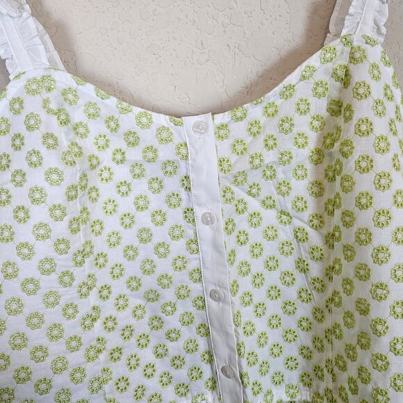 Modcloth Darling for the Prairie Peplum Tank Top White Green Floral Plus Size 1x - Picture 3 of 9